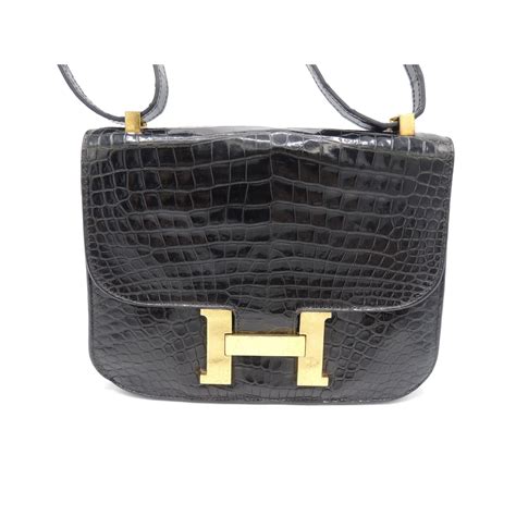 hermes constance crocodile black